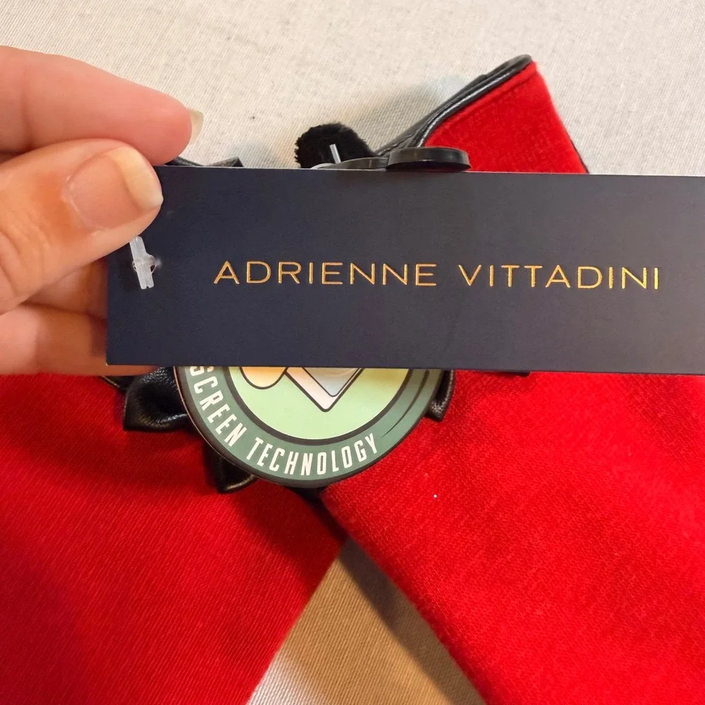 NWT Adrienne Vittadini Tech Gloves Womens OS Red Bow Touchscreen Coquette Warm